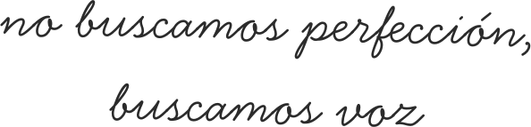 no buscamos perfección, buscamos voz